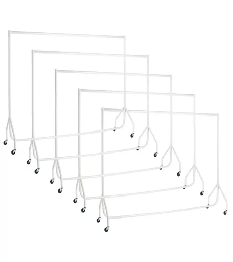 5 Pack Bundle - 6ft Gloss White Heavy Duty Clothes Rail
