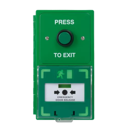 ICS Dual Unit MCP110 Call Point With Green Stainless Steel Exit Button