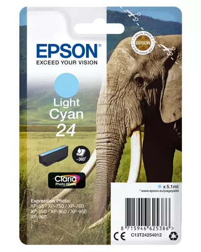 Epson C13T24254012/24 Ink cartridge light cyan, 360 pages 5,1ml for Epson XP 750