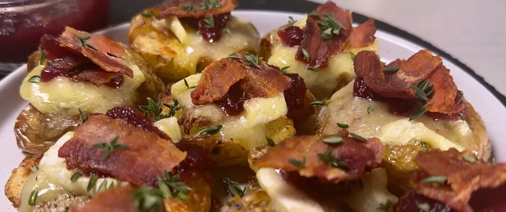 Air Fryer Brie, Bacon & Cranberry Smashed Potatoes