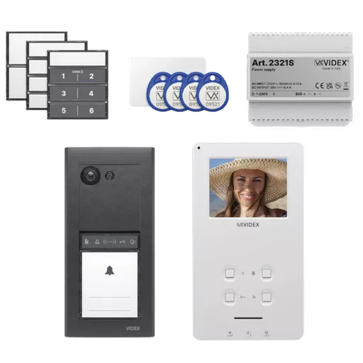 VIDEX ERA23VB Series Entry Panel Video Kit With 3.5 Inch Video Monitor(6388) PSU (2321S) & Proximity Card/Fobs (955MF) ERAKIT23B6388