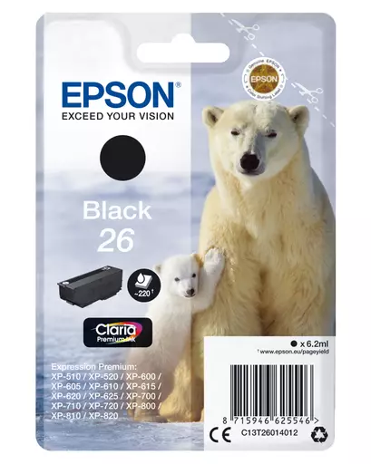 Epson C13T26014012/26 Ink cartridge black, 220 pages 6,2ml for Epson XP 600