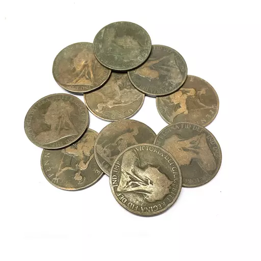 10 xGenuine Victorian Pennies