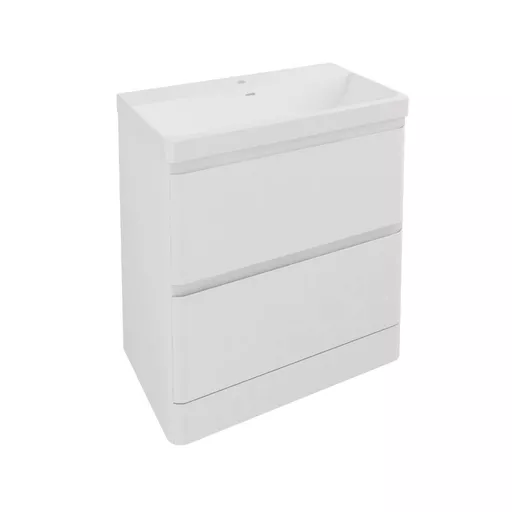 Grovely 80cm Floorstanding Drawer Vanity Unit -  High Gloss White