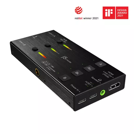 j5create JVA06 Dual HDMI™ Video Capture Card, 1920*1080 Video Capture Resolution, 3 x HDMI ports and 2 x USB ports, Black