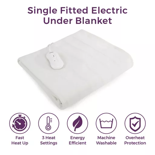 Single Fitted Dual Control Heated Electric Under Blanket 193x91cm