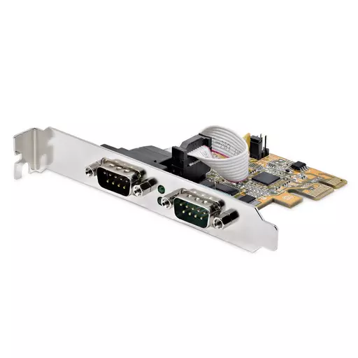 StarTech.com 2-Port PCI Express Serial Interface Card, Dual Port PCIe to RS232 (DB9) Serial Card, 16C1050 UART, Low/Full Profile Brackets, COM Retention, For Windows/Linux