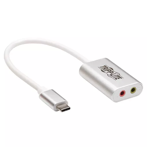 Tripp Lite U437-002 2-Port USB-C to 3.5 mm Stereo Audio Adapter - USB 2.0, Silver