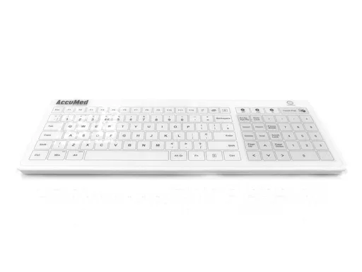 Accuratus AccuMed Glass keyboard Medical USB + Bluetooth QWERTY UK English White