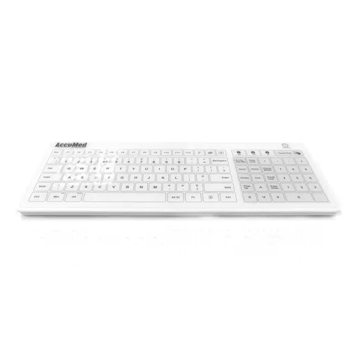 Accuratus AccuMed Glass keyboard Medical USB + Bluetooth QWERTY UK English White