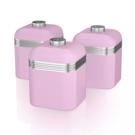 Retro Set of 3 Canisters Pink