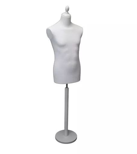 Exclusive Male Tailors Dummy with Round Base - White
