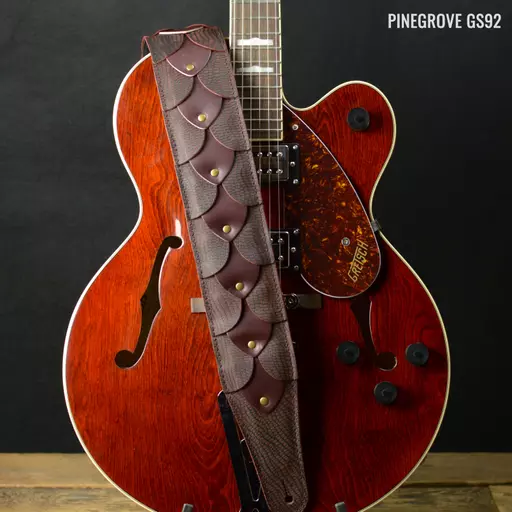 GS92 Dragon Skin Guitar Strap - Burgundy & Snakeskin Effect