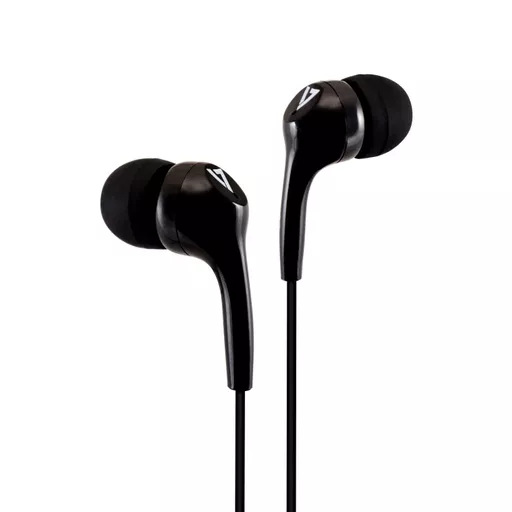 V7 Stereo Earbuds , Lightweight, In-Ear Noise Isolating, 3.5 mm, Black