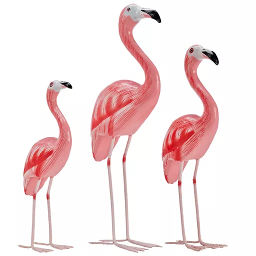 Set of 3 Wooden Flamingos