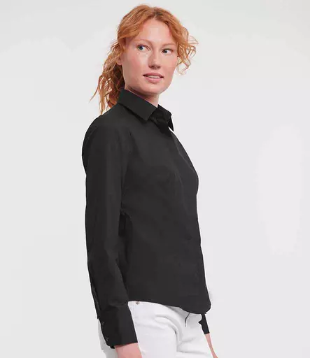 Russell Athletic Collection Ladies Long Sleeve Fitted Poplin Shirt