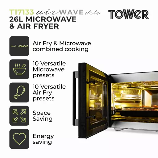 AirWave Pro 2 in 1 Air Fryer and Microwave Air Fryers Tower Housewares