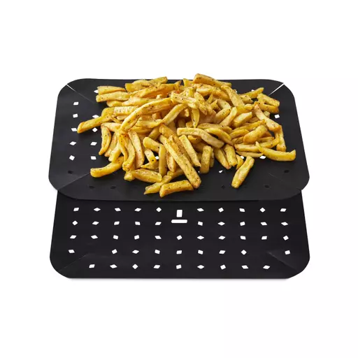 2 Pack of Rectangular Dual Basket Air Fryer Liners to fit 9 Litre