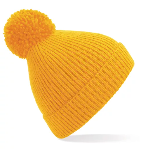 Engineered Knit Ribbed Pom Pom Beanie