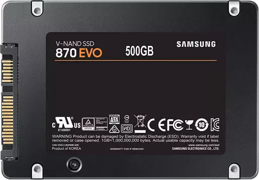 Samsung SSD 870 EVO, 500 GB, Form Factor 2.5, Intelligent Turbo Write, Magician