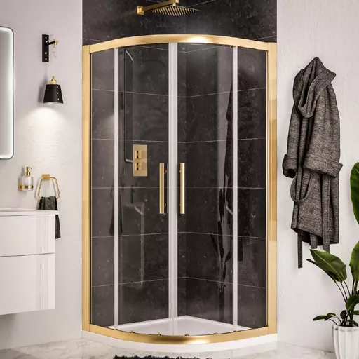 Volente 800 x 800mm Quadrant Shower Enclosure - Brushed Brass