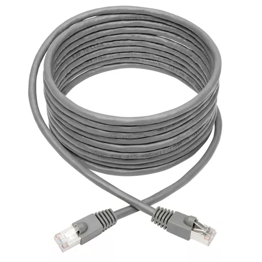 Tripp Lite N262-015-GY Cat6a 10G Snagless Shielded STP Ethernet Cable (RJ45 M/M), PoE, Gray, 15 ft. (4.57 m)