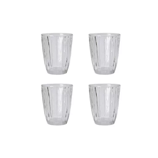 Water glass, Groove, Clear (Set of 4)