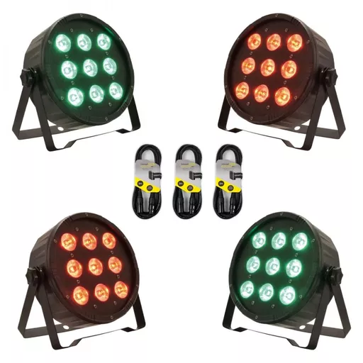 QTX PAR-54 High Power 4-in-1 LED PAR Can x4 Bundle