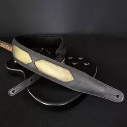 GS59 black gold croc guitar strap 4.jpg