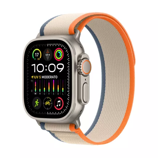 Apple Watch Ultra 2 GPS + Cellular, 49mm Titanium Case w/ Orange/Beige Trail Loop - S/M