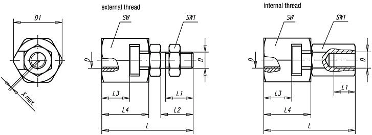 Quick-Fit Coupling With Radial Offset. M6 Thread.