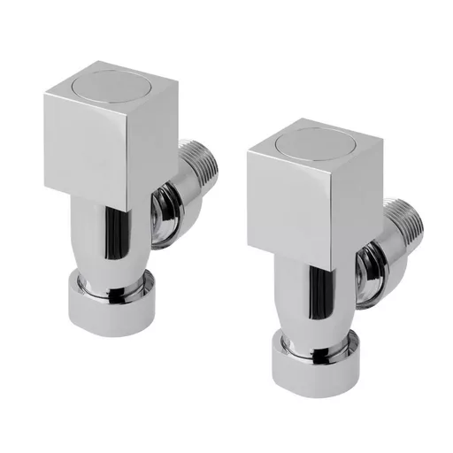 Square Angled Radiator Valves Chrome