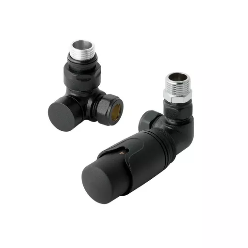 15mm Corner TRV & Lockshield Valve Matt Black