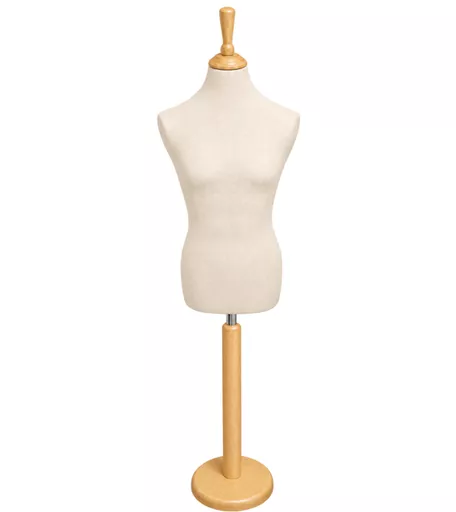 Male Tailors Dummy with Circular Base - Cream