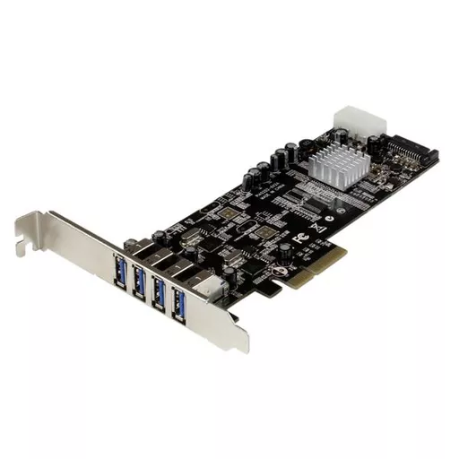 StarTech.com 4 Port PCI Express (PCIe) SuperSpeed USB 3.0 Card Adapter w/ 2 Dedicated 5Gbps Channels - UASP - SATA / LP4 Power