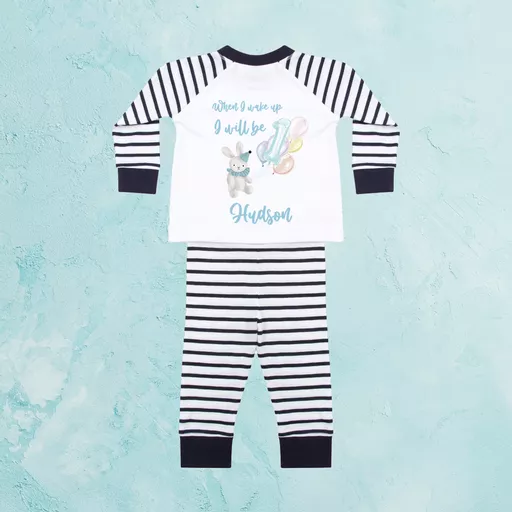 Personalised When I Wake Up Blue Rabbit Pyjamas