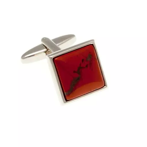 Square Red Jasper Semi Precious Stone Cufflinks