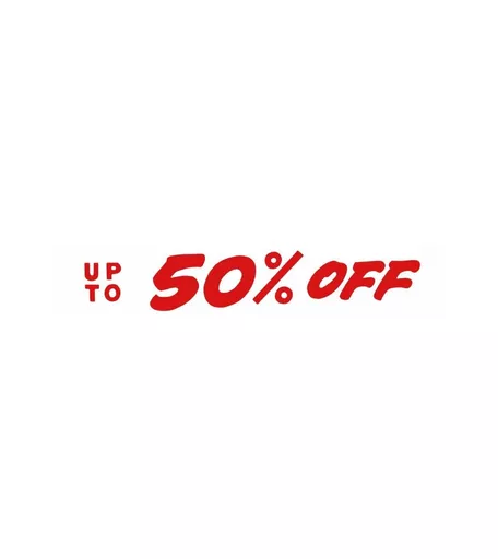 'Up to 50% Off' Red and White Poster - 1020mm x 190mm