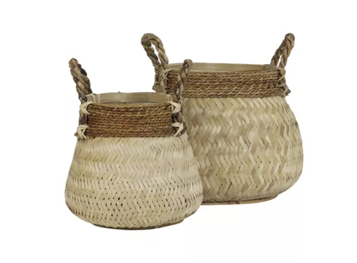 Storage basket, Blokzijl, bamboo natural basket, set of 2