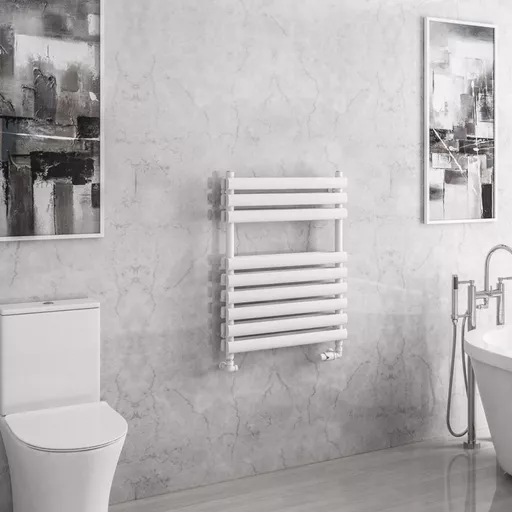 Tunstall Double 800 x 600 Towel Rail Matt White