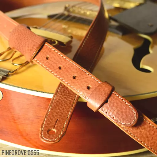 GS55 Slim Leather Guitar Strap - Tan