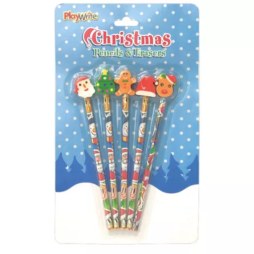 Christmas Pencils & Erasers (Sold in 12's)