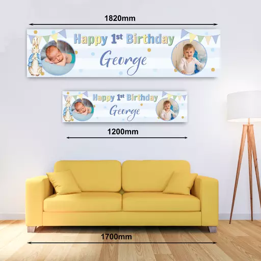 Personalised Banner - Peter Rabbit Style Blue Age Banner
