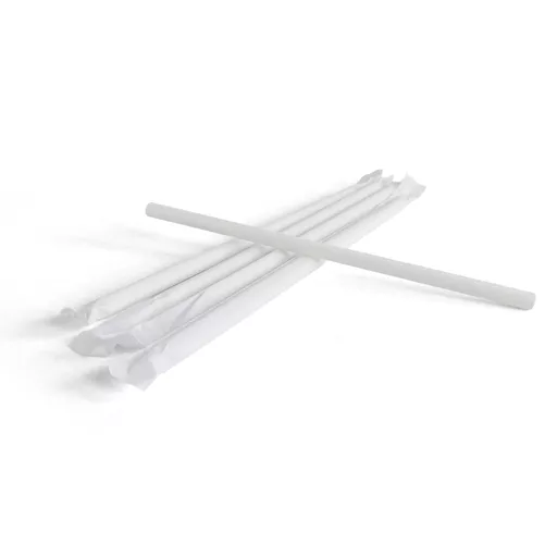 10 x 200mm Wrapped Paper Straw White