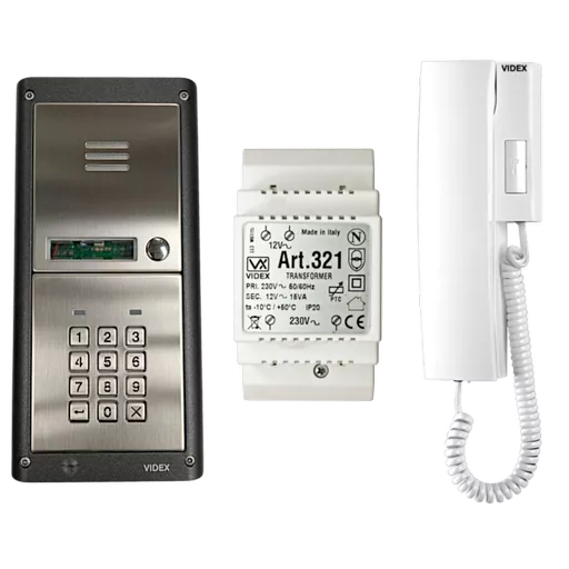 VIDEX 4K Series Audio 1 Way Intercom Kit Complete With Keypad