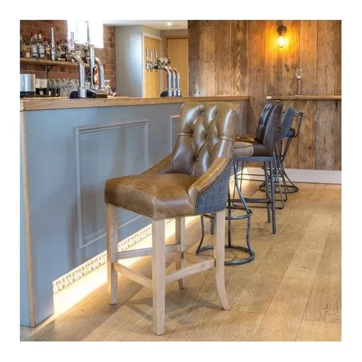 Linton Leather and Tweed Bar Stool