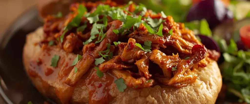 Slow Cooker Sticky BBQ Pulled Chicken