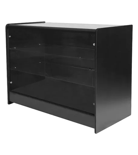 Black Full Glass Display Counter with Doors - 1200mm x 600mm x 900mm