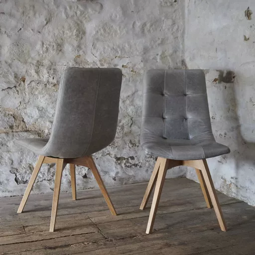 Nero Leather Dining Chair - in Cerato Grey