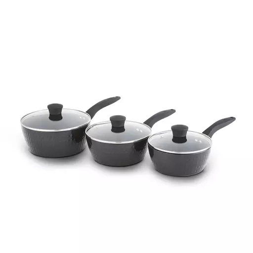 Diamo 3 Piece Saucepan Set with Black Diamond Coating